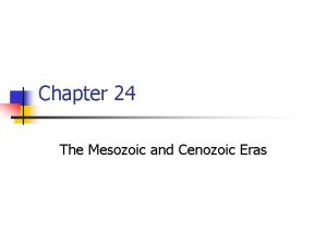 Chapter 24 The Mesozoic and Cenozoic Eras Mesozoic