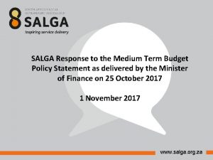 SALGA Response to the Medium Term Budget Policy