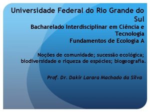 Universidade Federal do Rio Grande do Sul Bacharelado Universidade Federal do Rio Grande do Sul Bacharelado