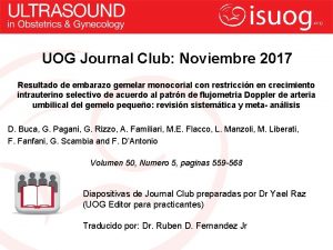 UOG Journal Club Noviembre 2017 Resultado de embarazo