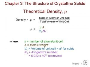 Chapter 3 The Structure of Crystalline Solids Theoretical