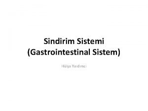 Sindirim Sistemi Gastrointestinal Sistem Hlya Yardmc gastrontestnal sstem