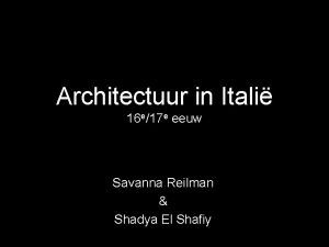 Architectuur in Itali 16 e17 e eeuw Savanna