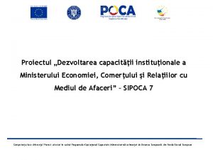 Proiectul Dezvoltarea capacitii instituionale a Ministerului Economiei Comerului