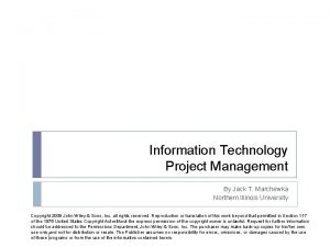 Information Technology Project Management By Jack T Marchewka