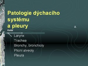 Patologie dchacho systmu a pleury Z Kol Larynx