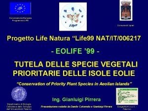 Commissione Europea Programma LIFE Comune di Lipari Progetto