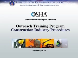 Directorate of Training and Education Outreach Training Program
