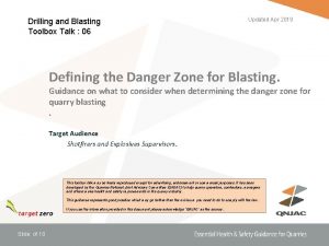Drilling and Blasting Toolbox Talk 06 Updated Apr
