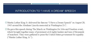 I have a dream introduction