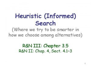 Heuristic Informed Search Where we try to be