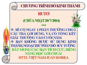 CHNG TRNH KINH THNH RUT CHA NHT 20