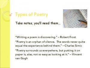Types of poetry notes