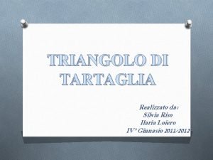TRIANGOLO DI TARTAGLIA Realizzato da Silvia Riso Ilaria
