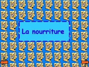 La nourriture Learning objectives Learn to recognise and