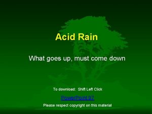 Acid Rain What goes up must come down