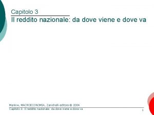 Capitolo 3 Il reddito nazionale da dove viene