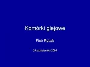 Komrki glejowe Piotr Rybak 25 padziernika 2005 Komrki