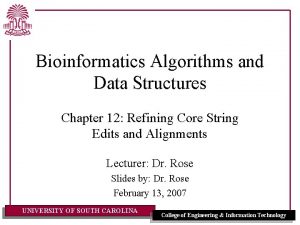 Bioinformatics Algorithms and Data Structures Chapter 12 Refining