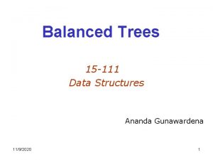Balanced Trees 15 111 Data Structures Ananda Gunawardena Balanced Trees 15 111 Data Structures Ananda Gunawardena