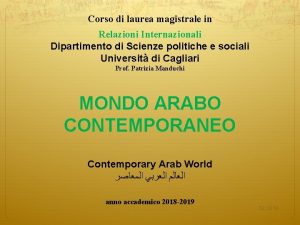 Corso di laurea magistrale in Relazioni Internazionali Dipartimento