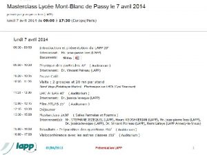 07042013 Prsentation LAPP 1 Laboratoire dAnnecyleVieux de Physique