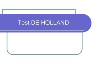 La teoría de holland La teoría de holland
