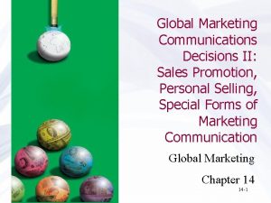 Global Marketing Communications Decisions II Sales Promotion Personal