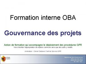 Formation interne OBA Gouvernance des projets Action de