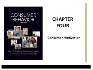 CHAPTER FOUR Consumer Motivation Motivation as a Psychological