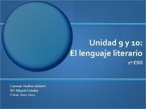 Clasificacion del lenguaje literario Clasificacion del lenguaje literario