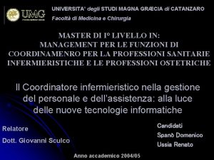 UNIVERSITA degli STUDI MAGNA GRCIA di CATANZARO Facolt