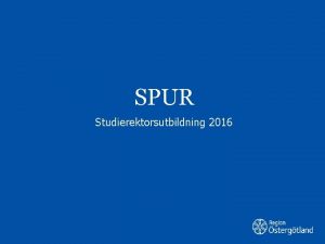 SPUR Studierektorsutbildning 2016 SPUR Inspektionsverksamhet dr professionen granskar