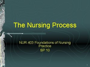 The Nursing Process NUR 403 Foundations of Nursing
