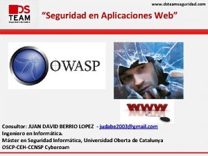 www dsteamseguridad com Seguridad en Aplicaciones Web Consultor