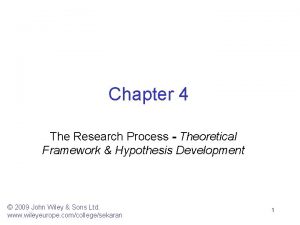 Chapter 4 The Research Process Theoretical Framework Hypothesis