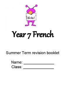 French year 7 revision booklet