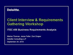 Requirements gathering workshop agenda