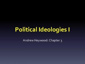 Political Ideologies I Andrew Heywood Chapter 3 Introduction
