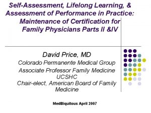 Lifelong learning assessment