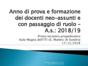 Anno di prova e formazione dei docenti neoassunti