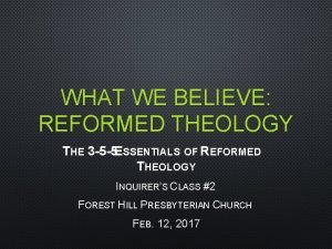 5 pillars of reformed theology