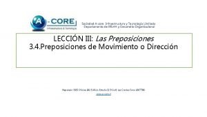 Sociedad Acore Infraestructura y Tecnologa Limitada Departamento de