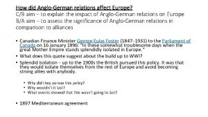 How did AngloGerman relations affect Europe CB aim
