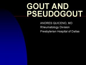 GOUT AND PSEUDOGOUT ANDRES QUICENO MD Rheumatology Division