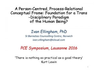 A PersonCentred ProcessRelational Conceptual Frame Foundation for a