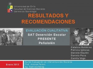 Universidad de Chile Facultad de Ciencias Sociales Carrera