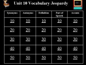 Vocab unit 10 synonyms and antonyms