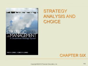 STRATEGY ANALYSIS AND CHOICE CHAPTER SIX Copyright 2015