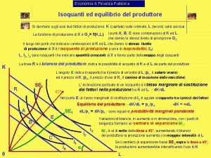 Economia Finanza Pubblica Isoquanti ed equilibrio del produttore